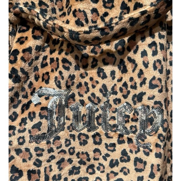 JUICY COUTURE Leopard Print Hooded Robe, S/M - Picture 3 of 6